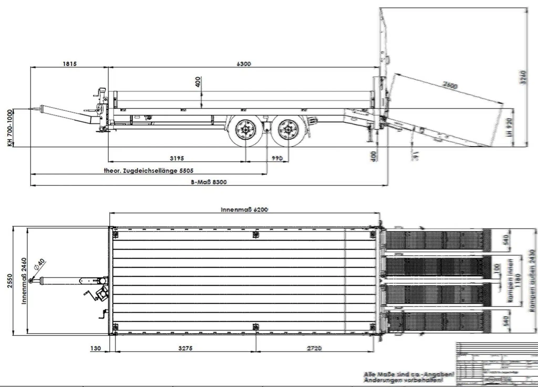 Humbaur Schwerlastanhänger Bauprogramm HBT 106224, Tandem-Überlader, Ladefläche abgeschrägt, Gesamtgewicht 10,5t• - Image 6