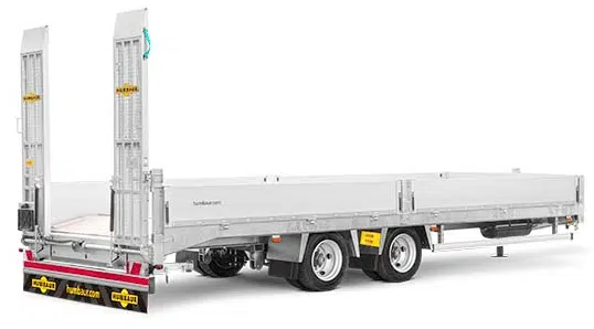 HBTZ 136224 BS, 13,6t Gesamtgewicht, Tandem-Hochlader mit Zwillingsbereifung, Bohlen stehend, Ladefläche abgeschrägt, Gitterrost-Rampen Humbaur Schwerlastanhänger• - immagine 6