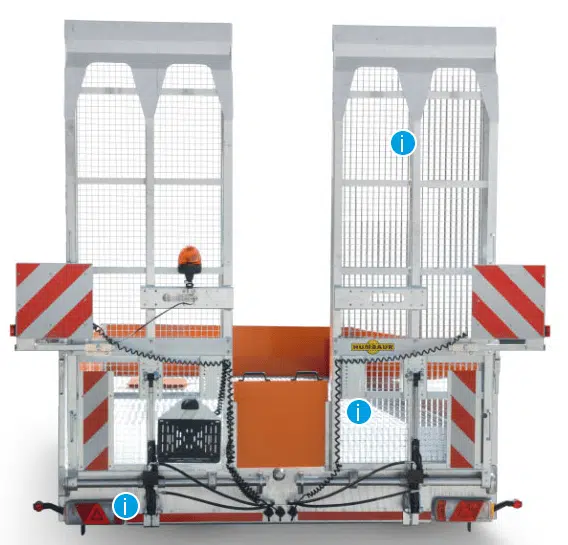 HBTZ 136224 BS, 13,6t Gesamtgewicht, Tandem-Hochlader mit Zwillingsbereifung, Bohlen stehend, Ladefläche abgeschrägt, Gitterrost-Rampen Humbaur Schwerlastanhänger• - immagine 5