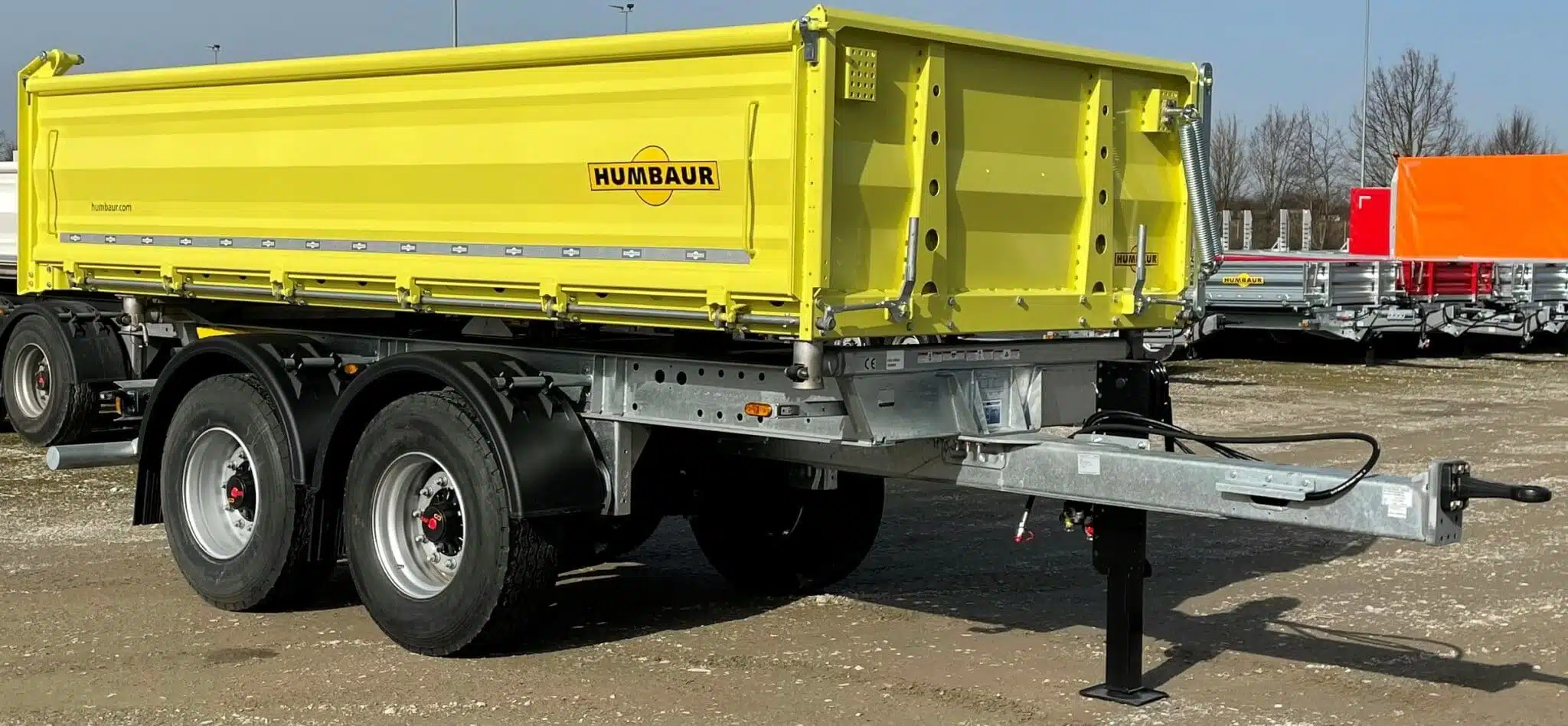 Humbaur heavy-duty trailer HTK 195024 gravel tipper SAF drum, heavy-duty tipper, painted sideboards