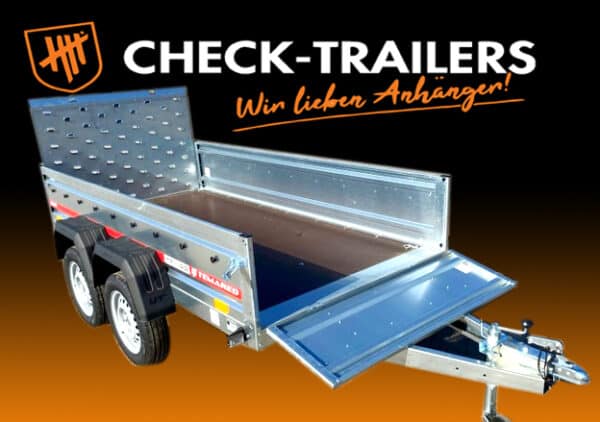 Prakti 2615 Tieflader mit kippbare Deichsel Zweiachser, ungebremst 750 kg mit Rampen oder Überfahrwand