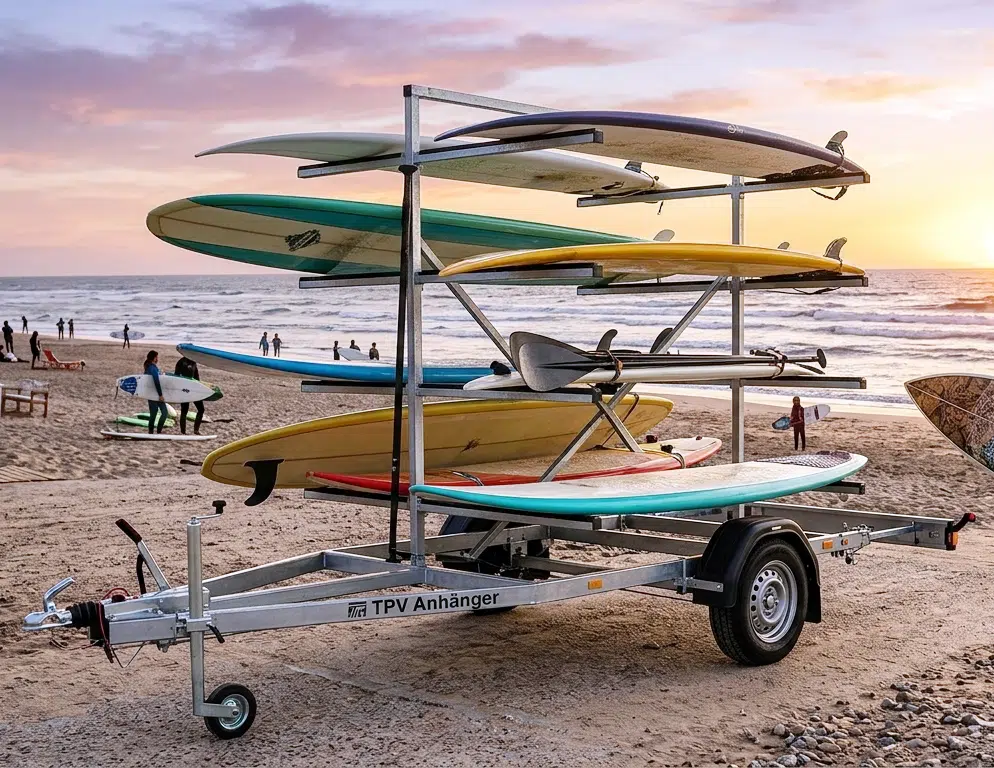 BA 1300-K, Bootstrailer für Kanus, Kajaks, Stand-Up-Paddle-Boards, SUP, gebremst - immagine 3
