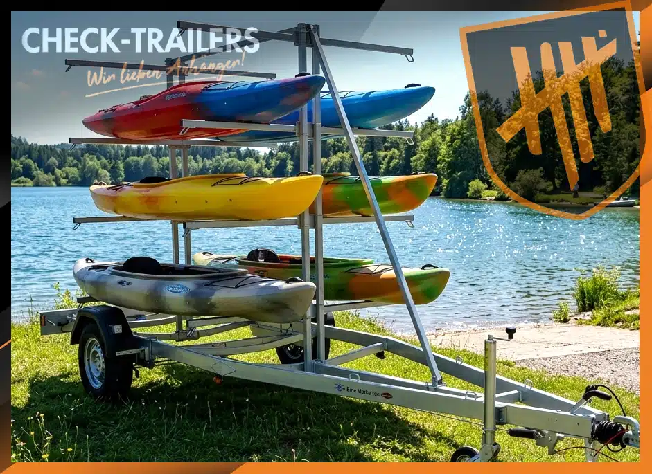 BA 1300-K, rimorchio per barche per canoe, kayak, stand-up paddleboard (SUP), con freni