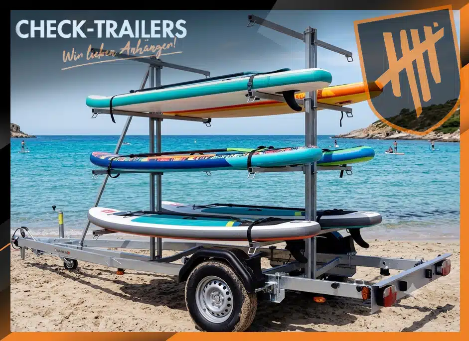 BA 1300-K, Bootstrailer für Kanus, Kajaks, Stand-Up-Paddle-Boards, SUP, gebremst - immagine 2