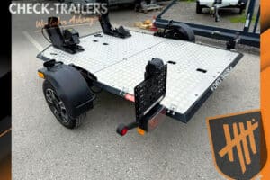 Rimorchio per moto Lorries MT2 usato, come nuovo con segni di usura, per 2 motociclette, 750 kg con cerchi in lega