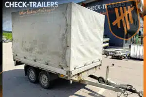 Used Humbaur HT 202616 with tarpaulin cover, good condition, 2000kg, two-axle, braked