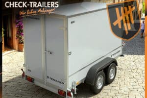 BOX 2512/2, 2000 kg, notranja višina 150 cm, dvoosna, z zavorami, zabojna prikolica